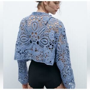Zara Blue Crochet Sweater